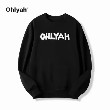 Ohlyah2022年秋新款英文印花圆领卫衣外套女宽松可爱学生情侣上衣商品大图