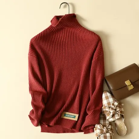 堆堆高领毛衣打底衫女秋冬2022年新款爆款加厚慵懒风宽松外穿上衣商品大图