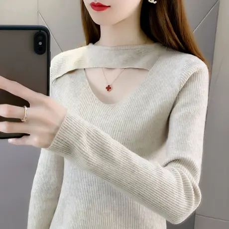 早秋毛衣薄款秋装2023年新款时尚洋气爆款打底衫女内搭修身上衣女图片