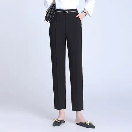 黑色西装裤女士通勤小直筒裤2023秋季新款显瘦小个子休闲裤烟管裤商品大图