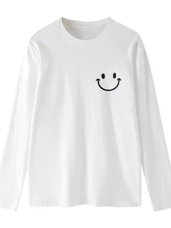 白色仿棉长袖t恤女2023新款春秋冬季加绒洋气内搭打底衫美式上衣图片