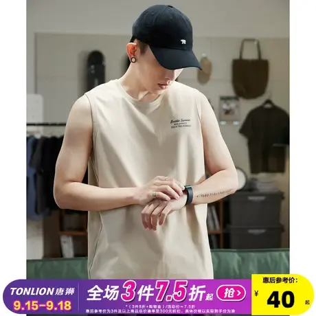 唐狮2023夏季新款男背心汗衫港风坎肩无袖T恤宽松圆领潮上衣打底图片