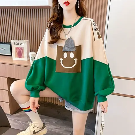 卫衣女秋冬韩版宽松设计感小众ins小个子加绒加厚拼色上衣外套潮图片