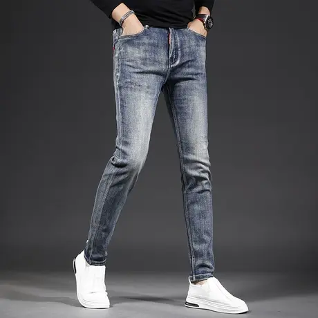 2022年秋季新款牛仔裤男款修身小脚高端潮牌水洗舒适男士裤子春秋商品大图