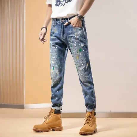 Modi Nick/摩帝尼克牛仔裤男士潮牌百搭舒适修身小脚韩版潮流休闲商品大图