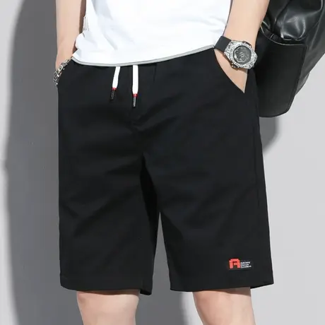 纯棉裤子男裤夏季薄款工装休闲短裤男士直筒宽松紧腰中裤外穿夏裤商品大图