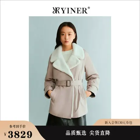 YINER音儿线上专选女装2023冬季廓形大衣水貂毛皮皮草派克服商品大图