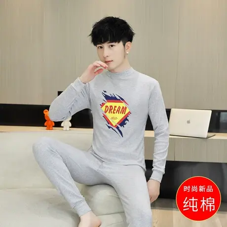 青少年秋衣秋裤男孩保暖内衣套装纯棉初中学生全棉薄款大童打底衫商品大图