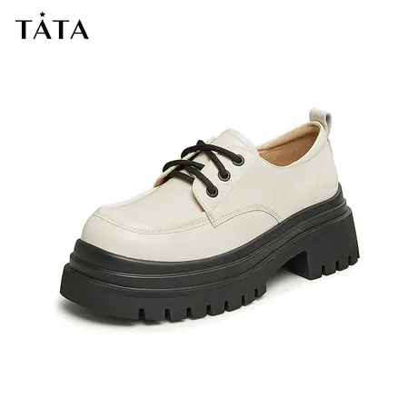 【好物体验专享】Tata他她厚底小皮鞋女鞋白色乐福鞋W7N03AM4商品大图