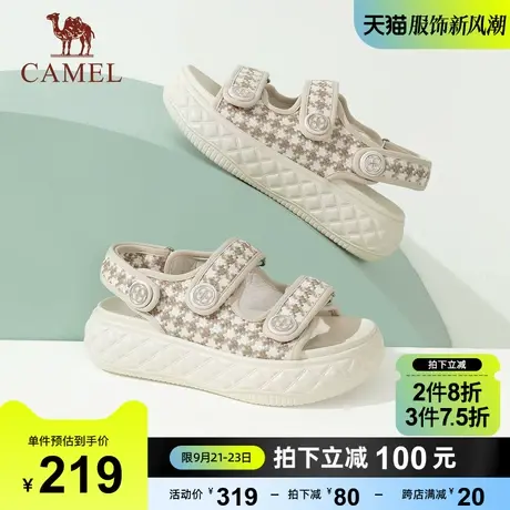 骆驼女鞋2023夏季新款休闲女士凉鞋运动防滑软底海边时尚沙滩鞋商品大图
