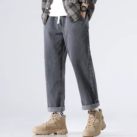 复古牛仔裤男夏季薄款美式宽松直筒裤男生潮牌百搭休闲阔腿裤子商品大图