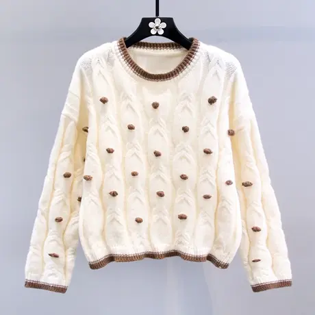 日系甜美温柔风毛衣女秋冬2023新款复古宽松设计感小众针织衫上衣商品大图