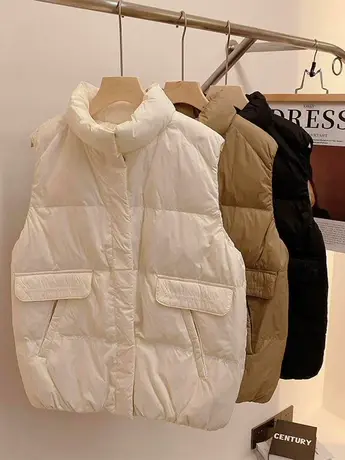 欧洲站羽绒棉马甲女秋冬新款欧货外穿马夹坎肩背心小个子百搭潮款商品大图