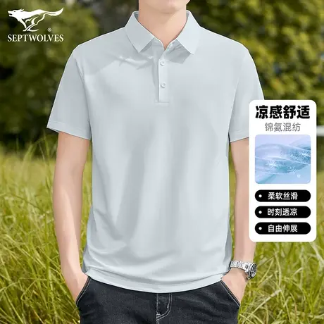 七匹狼男士短袖POLO衫夏季户外休闲时尚百搭透气凉感翻领T恤衫男商品大图