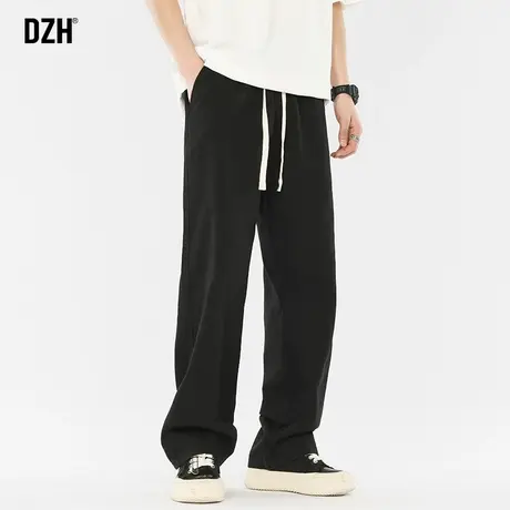 男士黑色裤子男直筒宽松垂感阔腿裤秋冬新款休闲直筒裤2023年新款商品大图