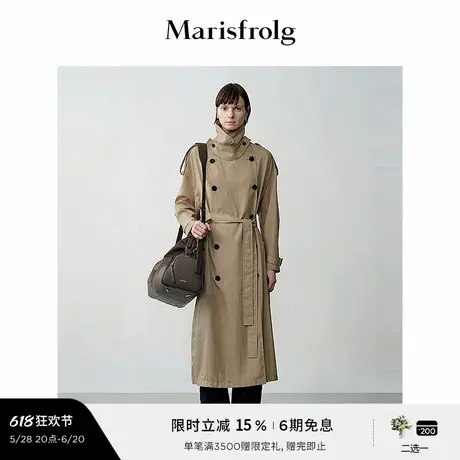 【筑感美学】玛丝菲尔秋落肩版型撞色纽扣松弛风衣外套女商品大图