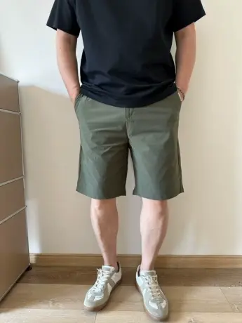 DAEVU夏季大码男装绿色弹力潮胖子加肥加大男士休闲短裤五分裤商品大图