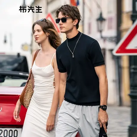 MrBu布先生简约圆领加厚t恤2025春季纯色短袖打底衫男KT15765商品大图