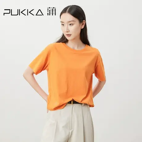 蒲PUKKA 原创设计女装2023春夏新品经典简约圆领百搭针织短袖T恤图片