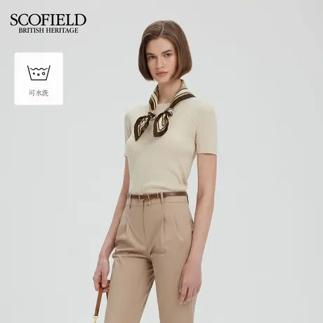 【松弛老钱风】Scofield女可水洗老钱风短袖针织衫含真丝25秋新品商品大图