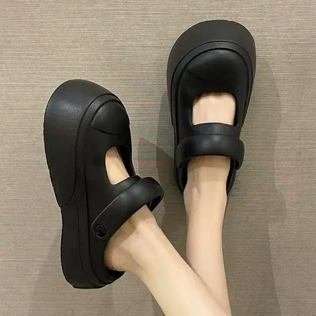 2025新款玛丽珍凉鞋女夏季网红外穿厚底增高防滑沙滩两穿包头拖鞋商品大图