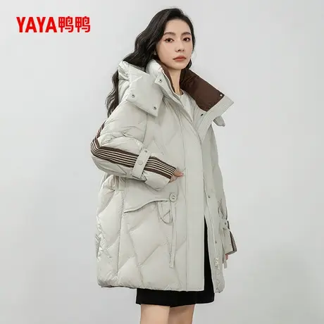 【鸭鸭甄选】羽绒服女士反季中长款连帽时尚休闲鸭绒保暖厚外套商品大图