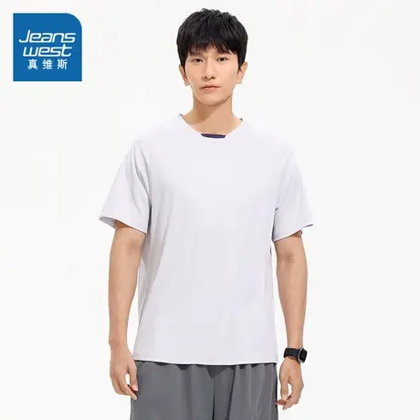WX真维斯男装2025夏季新款男款韩式时尚简约日常休闲男士圆领短T商品大图