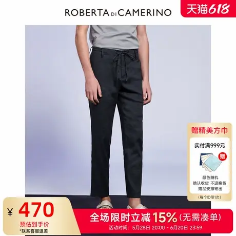 [亚麻]ROBERTA诺贝达男装男士休闲裤夏季新款纯色休闲直筒9分裤男商品大图