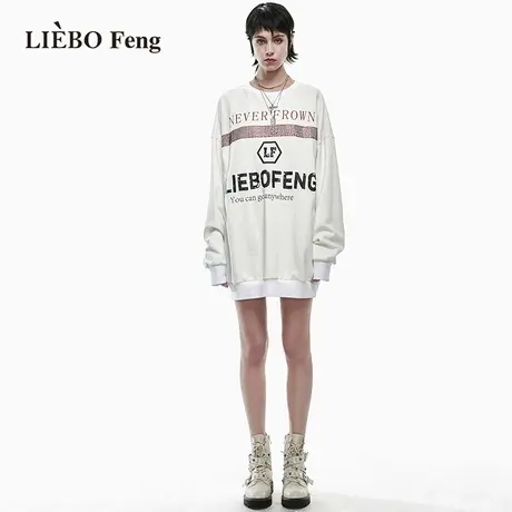 裂帛LIEBOFeng商场同款2023年春季国潮字母印花宽松中长款连衣裙图片