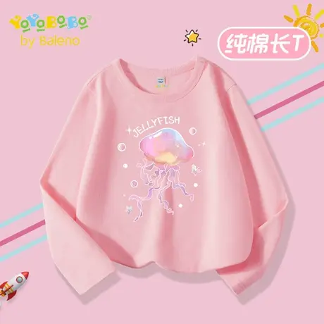 班尼路童装YBB系列女童长袖t恤2025新款秋季儿童纯棉休闲圆领上衣商品大图