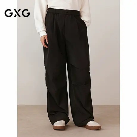 GXG男装 醋酸褶皱伞兵裤户外宽松阔腿裤休闲工装裤 2025秋季新品商品大图