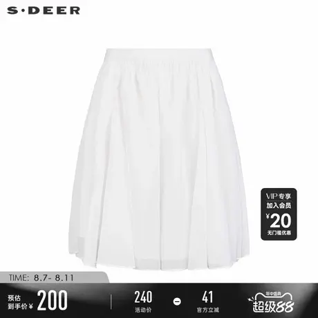 sdeer圣迪奥女装25年新品度假风松紧高腰碎褶垂坠短裤S252Z0906图片
