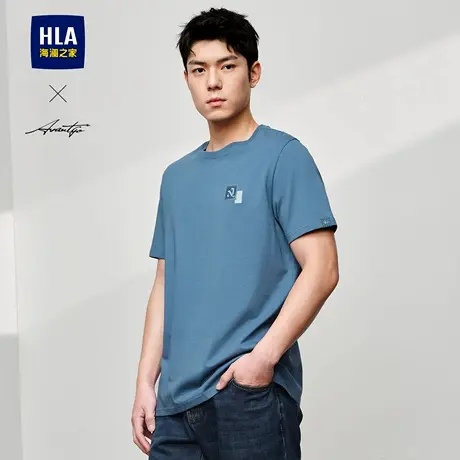 HLA/海澜之家轻商务时尚系列短袖T恤24春夏新针织圆领字母短袖男商品大图
