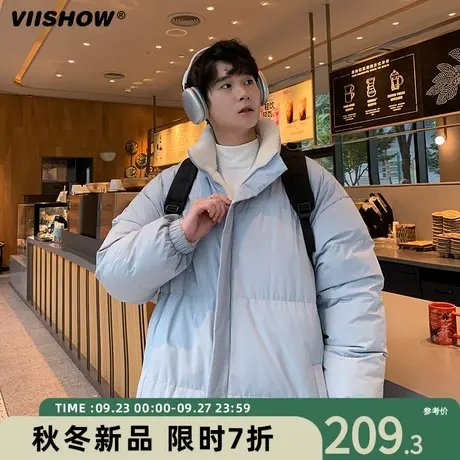 VIISHOW双面穿仿羊羔毛棉服男冬季棉衣加绒加厚仿羊羔绒外套潮商品大图