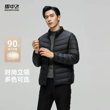 雪中飞2025冬新款男士羽绒服短款商务休闲简约立领时尚轻保暖夹克商品大图