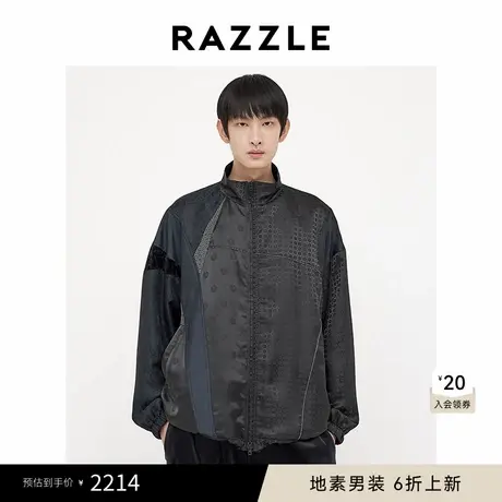 RAZZLE 地素男装黑色2025春季铜钱拼接外套图片
