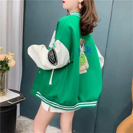 克莱因蓝棒球服卫衣外套女士春季2022新款宽松爆款慵懒风减龄上衣商品大图