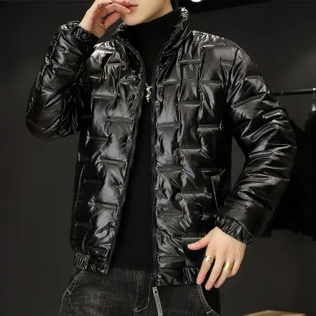 羽绒服男士秋冬季新款保暖上衣服御寒加厚棉衣服立领时尚亮面外套商品大图