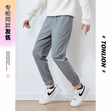 [商场同款]唐狮春秋季休闲长裤男装时尚条纹运动直筒工装卫裤子商品大图