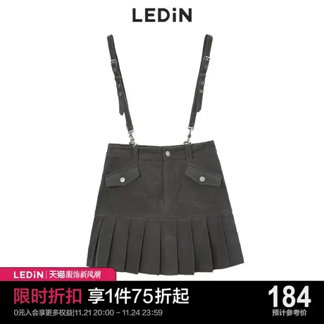 乐町可拆卸背带A字裙秋冬新款百褶短裙C2GEC4501商品大图