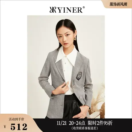 *【赫本猫】YINER音儿奥莱女装秋季长袖上衣修身西装外套图片