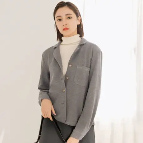 桔熊秋冬季通勤华夫格翻领衬衫宽松舒适上衣女胖妹妹大码AB17791商品大图