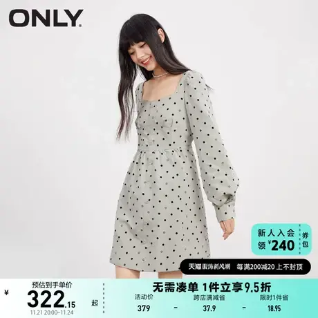 ONLY奥莱2023夏季新款潮流方领波点高腰长袖短款连衣裙图片