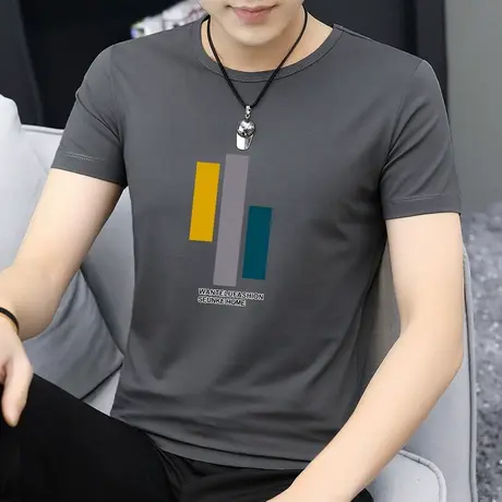 莫代尔短袖t恤男装2025新款夏季潮牌潮流ins冰丝冰感男生印花半袖商品大图