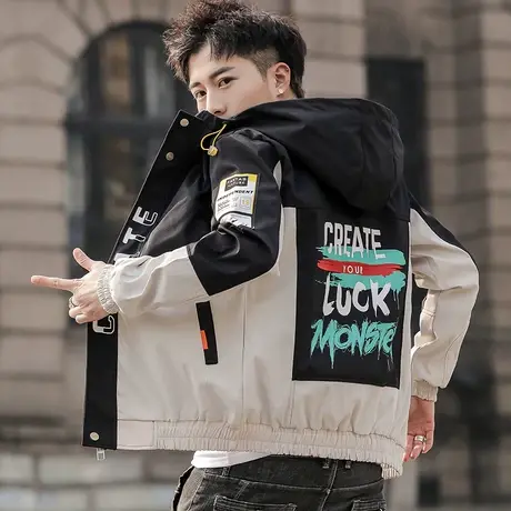 男士外套2023新款春秋季韩版潮流工装夹克男装休闲百搭学生上衣服商品大图