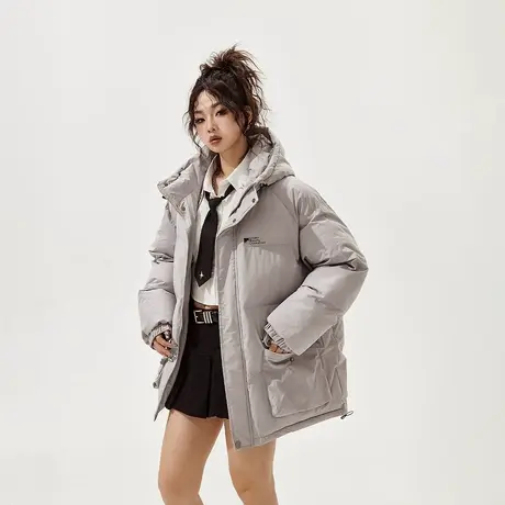 美式复古连帽棉服女2023新款冬季加厚外套潮牌宽松oversize面包服商品大图