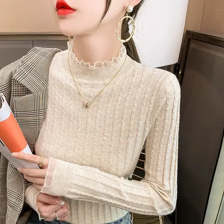 秋冬季新款半高领打底衫长袖针织衫春秋套头内搭毛衣修身显瘦上衣图片