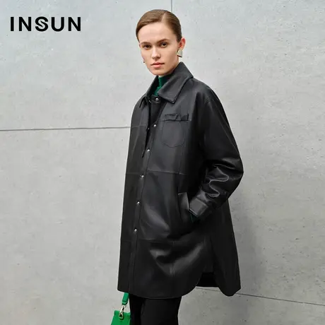 INSUN恩裳专选冬季衬衣式绵羊皮鹅绒轻薄羽绒服商品大图