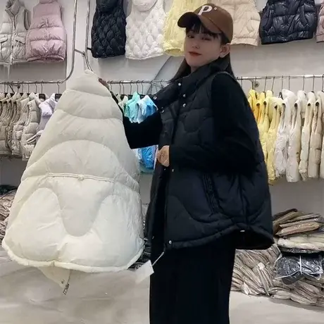 羽绒棉马甲女2023秋冬新款韩版立领宽松背心马夹百搭立领坎肩外套商品大图