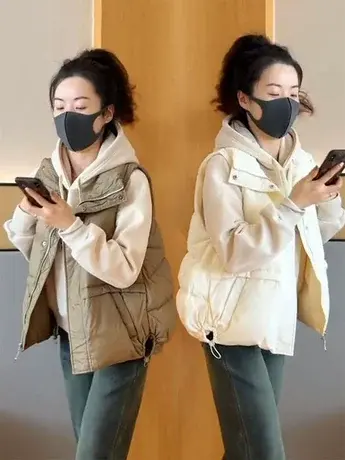 欧货羽绒马甲女短款2023秋冬新款时尚宽松小个子立领白鸭绒马夹潮商品大图